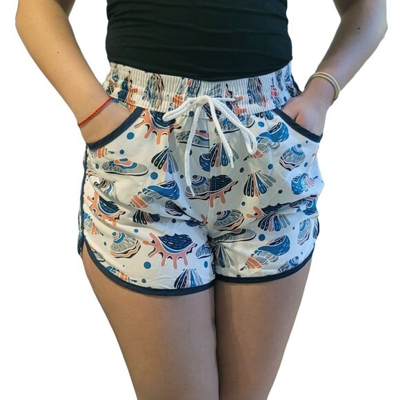 Women's Fashion Beach Shorts, Casual Trunks  Pockets, Sea Shells - Picture 1 of 3